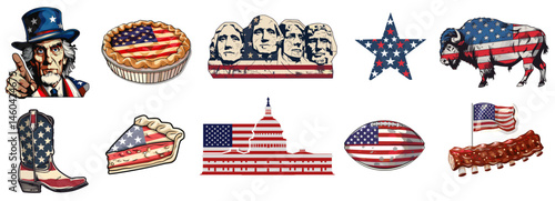 American Symbols Stickers Set