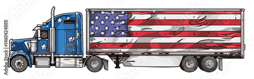 American Flag Semi Truck Sticker