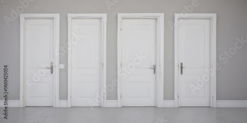Clean white doors, open & closed, various states,  space, doors
