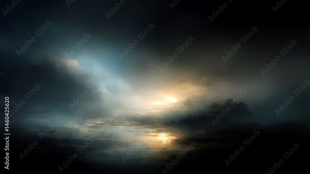 Ethereal nocturne, intriguing fusion of dark and light capturing essence of mysterious night with abstract elements atmospheric fog and subtle glow ideal for mesmerizing background or creative design Ethereal nocturne, intriguing fusion of dark and light capturing essence of mysterious night with abstract elements atmospheric fog and subtle glow ideal for mesmerizing background or creative design