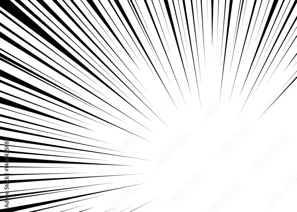 Obraz premium 集中線の背景、漫画表現、フレーム