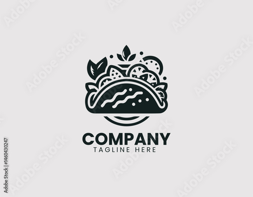 Vector taco logo illustration. Mexican food concept with minimal design for restaurant branding.