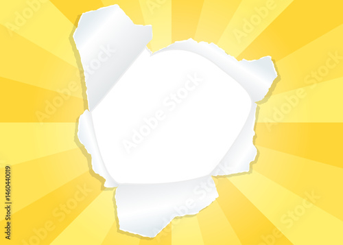 サンバーストと穴の空いた紙の背景素材、フレーム