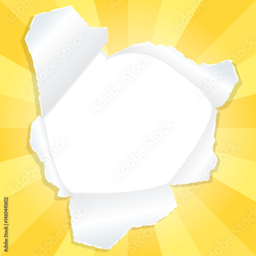 サンバーストと穴の空いた紙の背景素材、フレーム、正方形サイズ