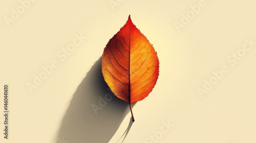 Wallpaper Mural Autumnal leaf casts a subtle shadow on a plain backdrop. Torontodigital.ca