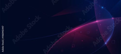 Network connection technology background. Futuristic digital glowing blue and pink lines. innovation background for tech event poster or corporate business concept