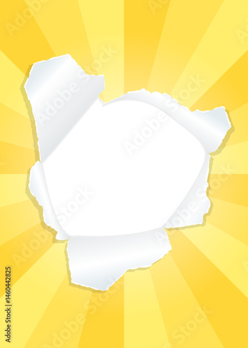 サンバーストと穴の空いた紙の背景素材、フレーム、縦向き