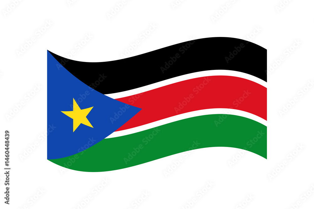 Flag of South Sudan. South Sudan flag. South Sudan wavy flag digital vector illustration. Fluttering flag. Flag of South Sudan. South Sudan flag. South Sudan wavy flag digital vector illustration. Fluttering flag.