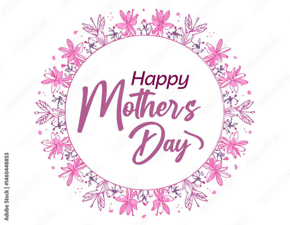 Happy Mother’s Day Vector Illustration with Elegant Typography and Floral Elements – Perfect for Greeting Cards, Banners, and Posters Happy Mother’s Day Vector Illustration with Elegant Typography and Floral Elements – Perfect for Greeting Cards, Banners, and Posters