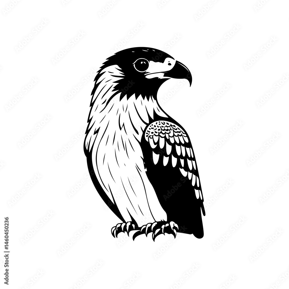 Fototapeta premium Monochrome illustration of a majestic eagle, conveying power and freedom