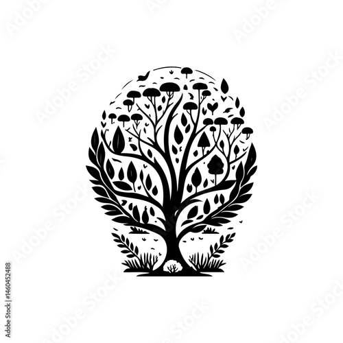 Stylized arboreal illustration expressing nature's fractal beauty and branching pattern