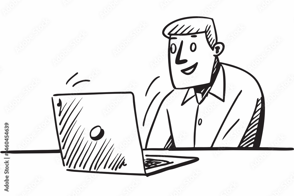Successful businessman in modern office working on laptop. Successful businessman in modern office working on laptop.