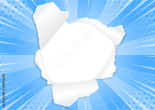 サンバーストと穴の空いた紙の背景素材、集中線のエフェクト、ドットのパターン、フレーム