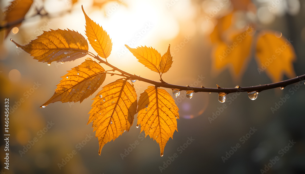 Golden Autumn Leaves Illuminated by Sunlight Vibrant Fall Foliage in Warm Sunshine Golden Autumn Leaves Illuminated by Sunlight Vibrant Fall Foliage in Warm Sunshine
