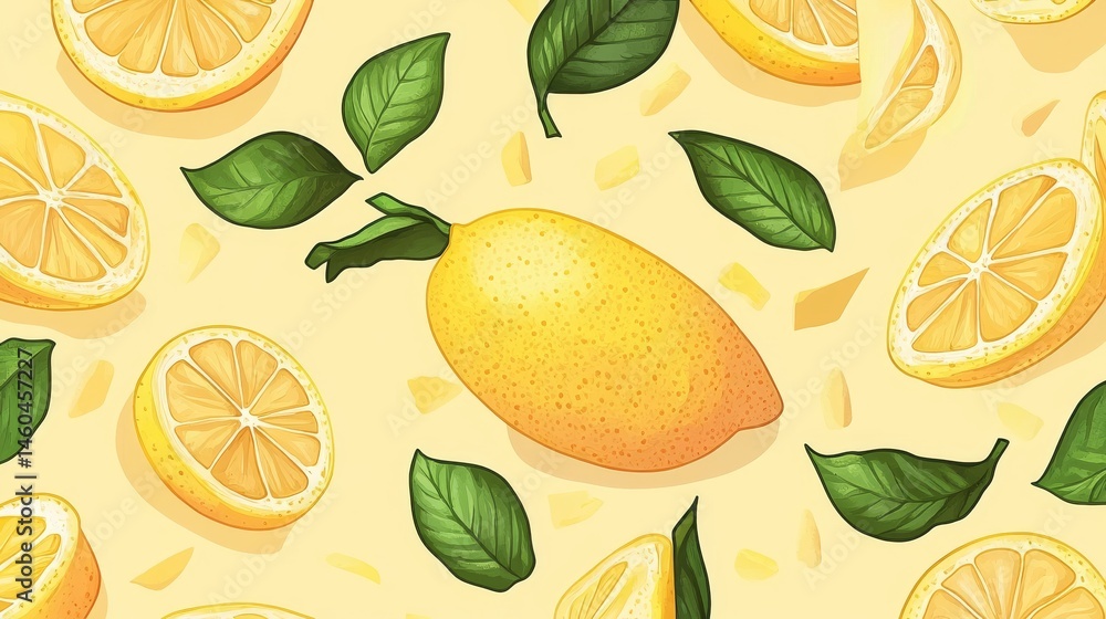 Vibrant Lemon Pattern Design yellow gradient background Vibrant Lemon Pattern Design yellow gradient background