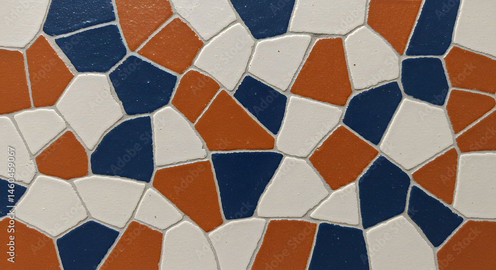 Dynamic ceramic tile pattern featuring bold navy blue, orange, and white shapes, ideal for modern wall cladding, kitchens, or outdoor design elements.
Dynamic ceramic tile pattern featuring bold navy blue, orange, and white shapes, ideal for modern wall cladding, kitchens, or outdoor design elements.