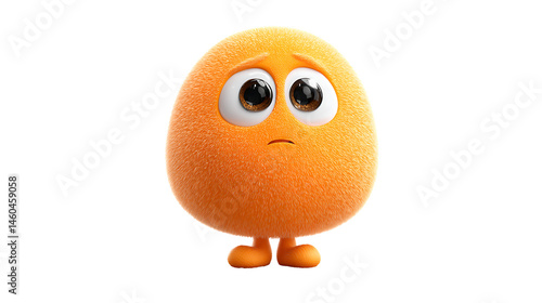 A cute round orange character with expressive eyes and a small frown perfect for emotions and