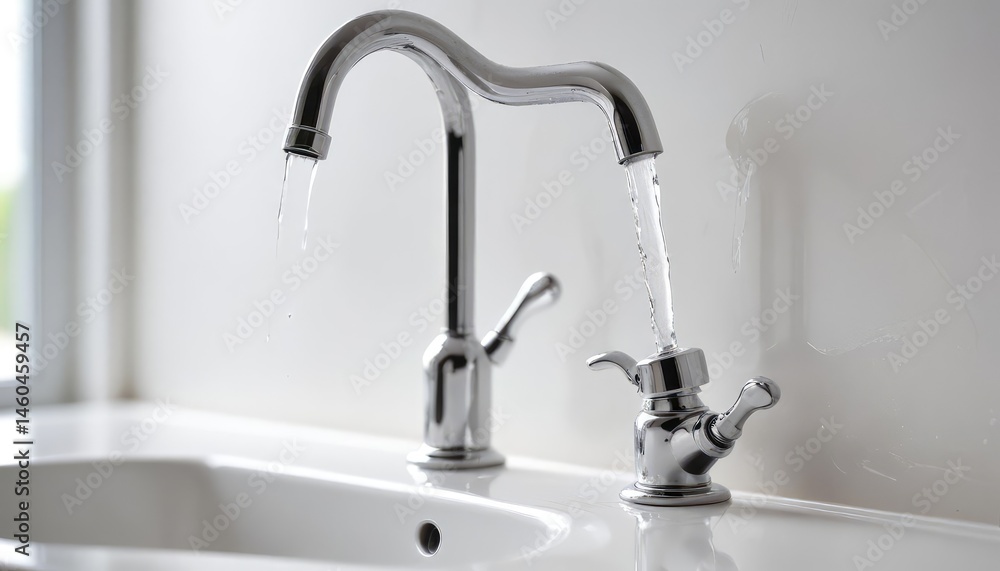 Modern faucet with flowing water Modern faucet with flowing water