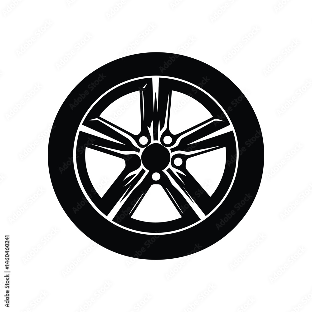 Fototapeta premium Car Wheel Rim Design Isolated on Transparent Background with Five Spokes