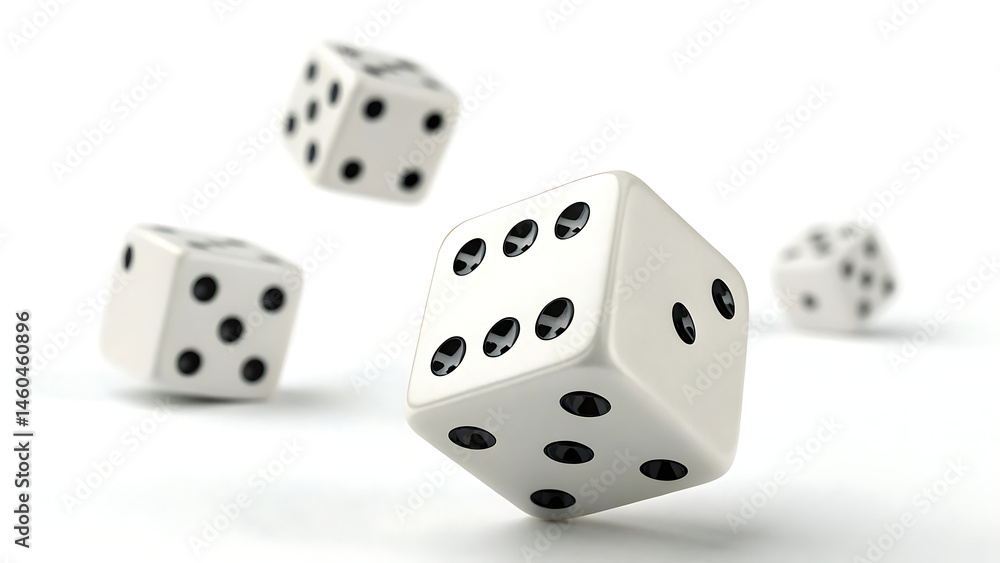 Flying dices, isolated on white background Flying dices, isolated on white background