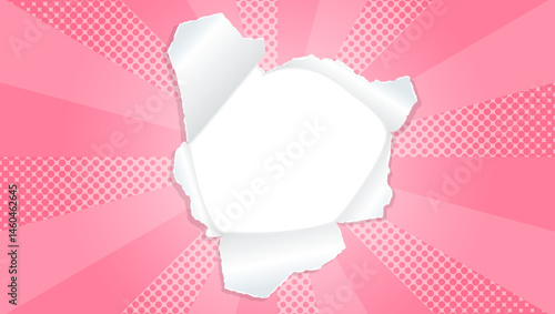 サンバーストと穴の空いた紙の背景素材、ハーフトーンのドット、フレーム