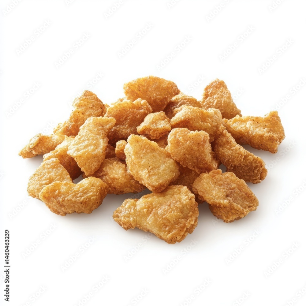 Pile of crispy chicken nuggets on a white background Pile of crispy chicken nuggets on a white background