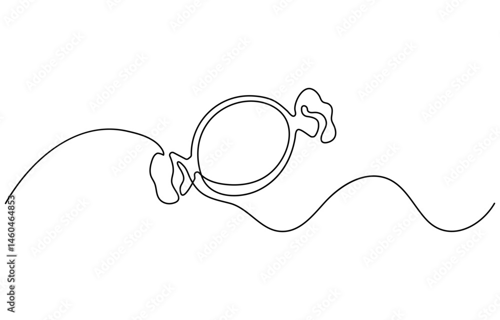 Obraz premium Candy in one continuous line drawing. Minimalist design for sweets and dessert themes. Simplified hand-drawn illustration for treats and celebrations.