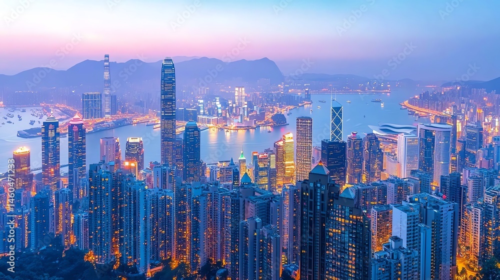 Hong Kong Cityscape Skyline Night Hong Kong Cityscape Skyline Night