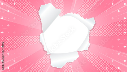 サンバーストと穴の空いた紙の背景素材、ハーフトーンのドット、キラキラのパターン、集中線、フレーム