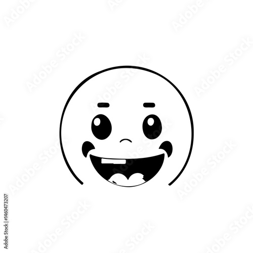 Playful vector illustration of a cheerful cartoon face with a beaming expression