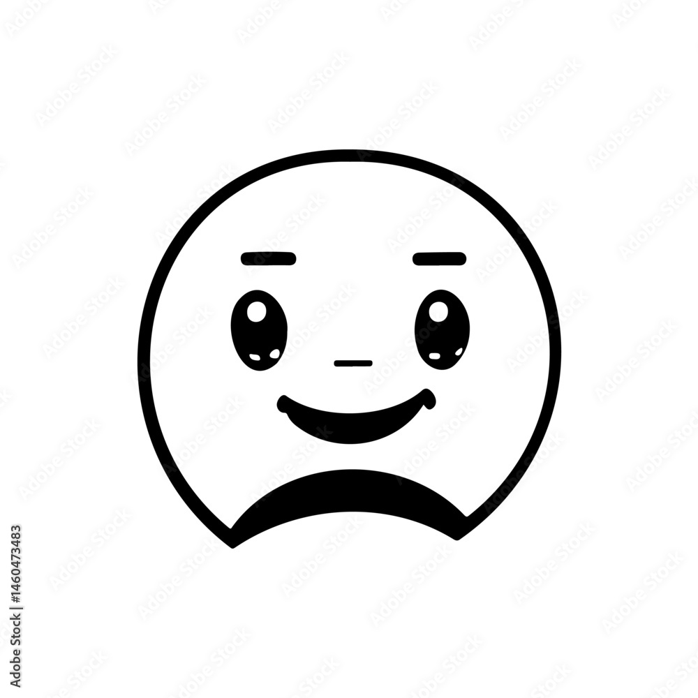 Fototapeta premium Minimalist smiley face conveying slight disappointment in a clean graphic style