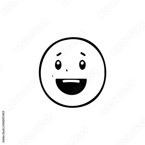 Minimalist expressive face evoking happiness and simple design conveying emotional message