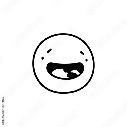Simple laughing face illustration conveying joy and lightheartedness in minimal style