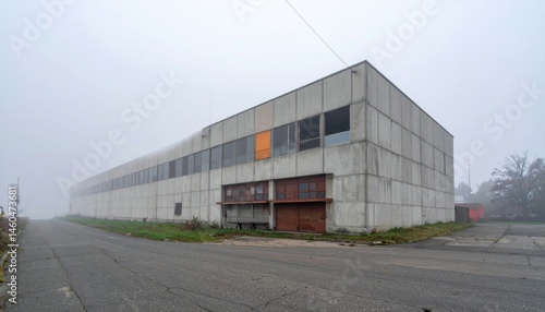 Wallpaper Mural Foggy Urban Landscape with Abandoned Industrial Building Exterior Torontodigital.ca