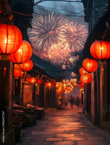 The dazzling Spring Festival fireworks blooming in the night sky
