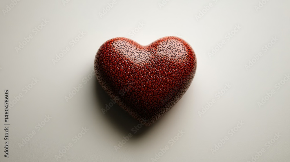 Textured heart shaped object casts gentle shadow on seamless background Textured heart shaped object casts gentle shadow on seamless background