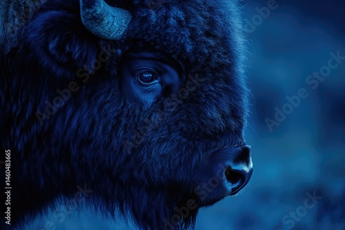 Wallpaper Mural Close-up of a majestic bison's head, dark fur, powerful horns, and intense gaze. Torontodigital.ca