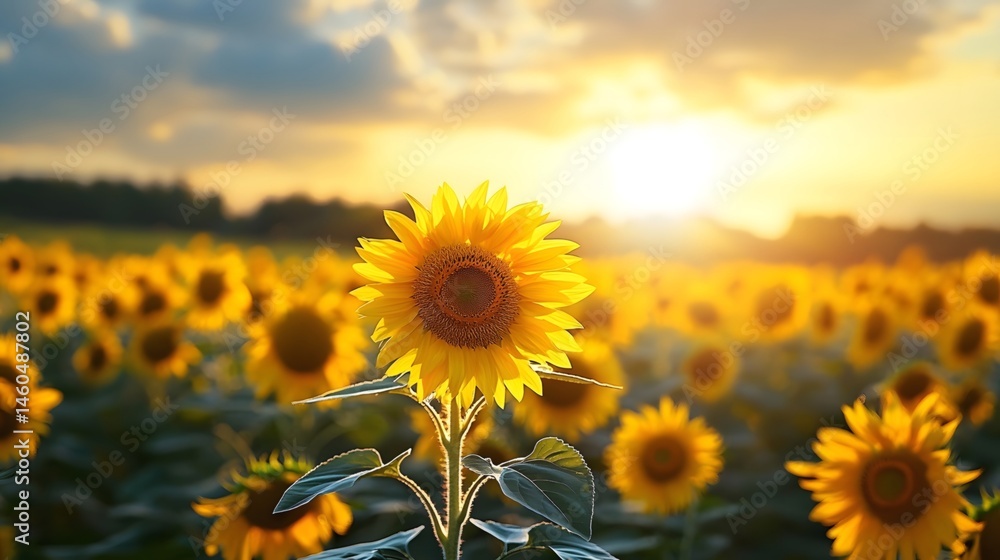 Fototapeta premium Sunflower fields under the sunshine