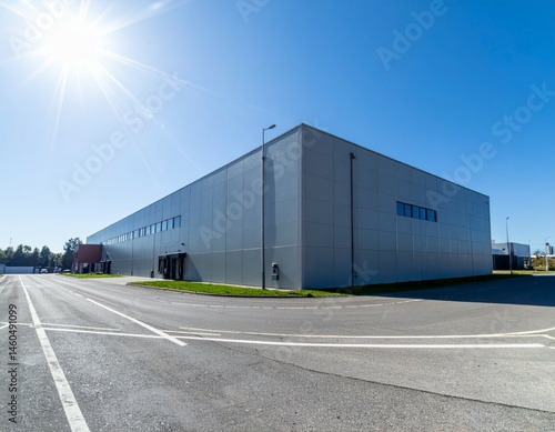 Wallpaper Mural Modern Industrial Warehouse Building Against Clear Blue Sky Torontodigital.ca