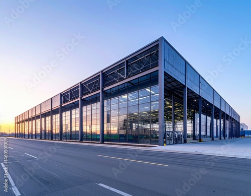 Wallpaper Mural Modern Industrial Warehouse with Glass Facade at Sunrise Torontodigital.ca