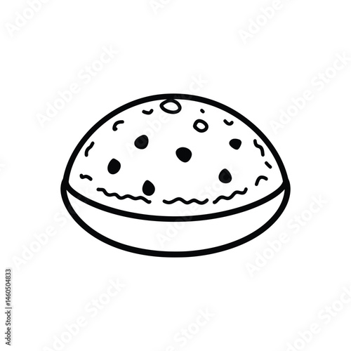 Hand Drawn Rice Bowl with Miso Soup, Isolated Food Illustration, Transparent