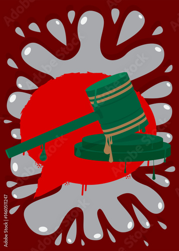 Gavel graffiti. Abstract modern street art decoration performed in urban painting style.