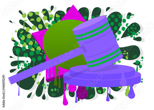 Gavel graffiti. Abstract modern street art decoration performed in urban painting style.