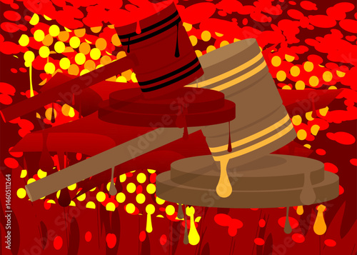 Gavel graffiti. Abstract modern street art decoration performed in urban painting style.
