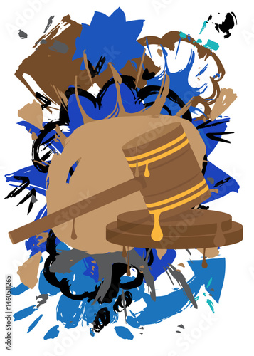 Gavel graffiti. Abstract modern street art decoration performed in urban painting style.