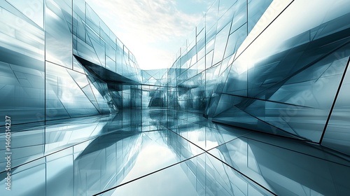 Wallpaper Mural Contemporary office building with a glass facade, sharp edges and reflective surfaces, bright natural light enhancing its modern architecture.  Torontodigital.ca