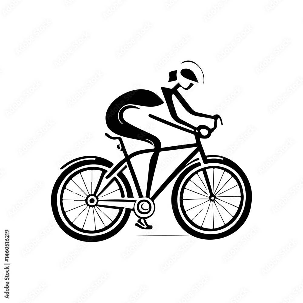 Obraz premium Stylized Cyclist Silhouette Illustration Emphasizing Speed and Minimalist Design