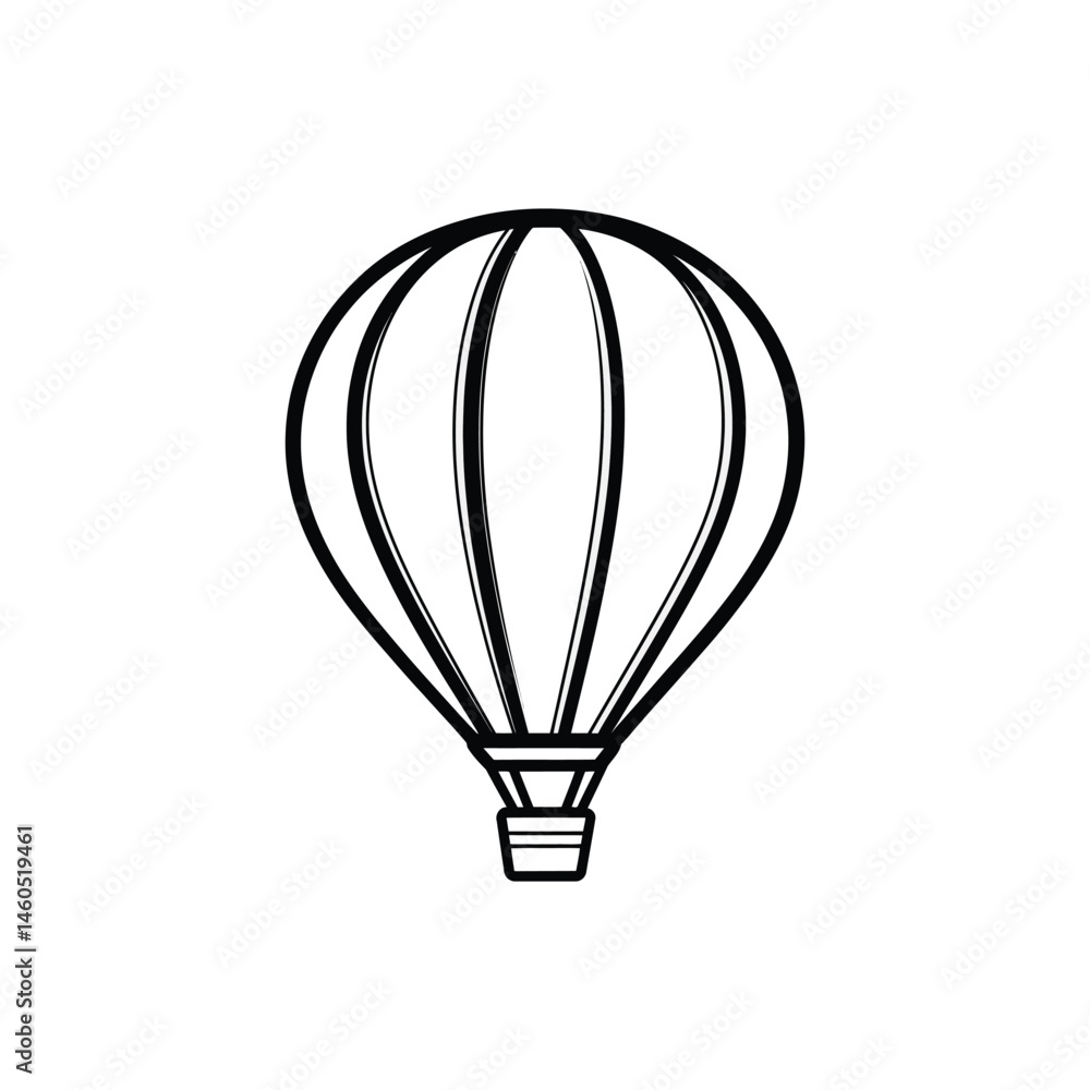 Naklejka premium Hot Air Balloon Simple Line Art Design, Isolated Illustration, Transparent