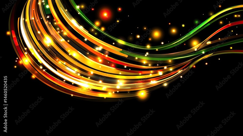 Fototapeta premium An array of vibrant and light-filled bands stretch across a dark background, luminous and bright