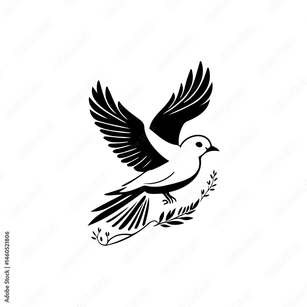 Elegant monochrome avian illustration symbolizing serenity and natural beauty Elegant monochrome avian illustration symbolizing serenity and natural beauty